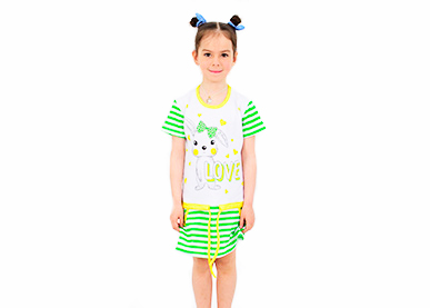 Детское зеленое платье с зайчиком